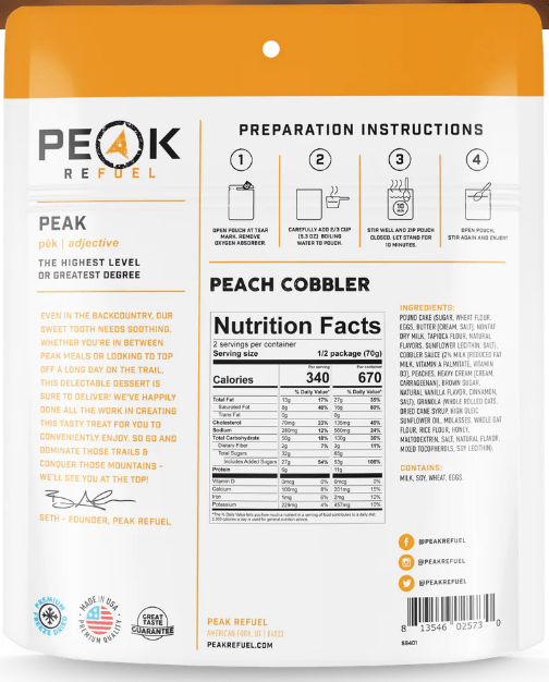 Peak Refuel Peach Cobbler – 2 Servings