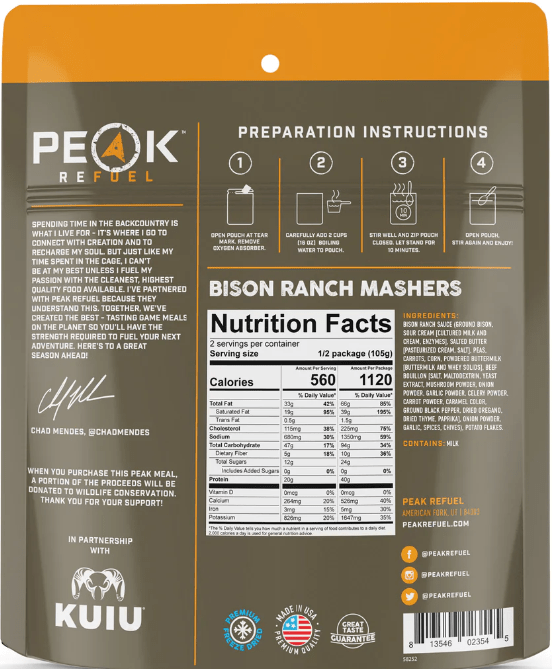 Peak Refuel Bison Ranch Mashers – 2 Servings